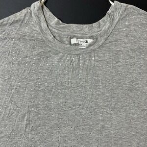 Forever 21 Women's Oversized Blouse Size M Gray Rhinestones Y2K Glam Going Out